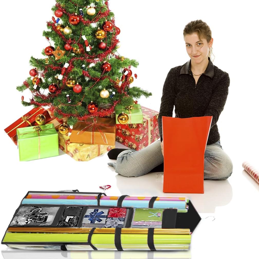 ProPik Gift Wrap Organizer - Double-Sided Storage for Wrapping Paper & Accessories | 40”x17” (Black)