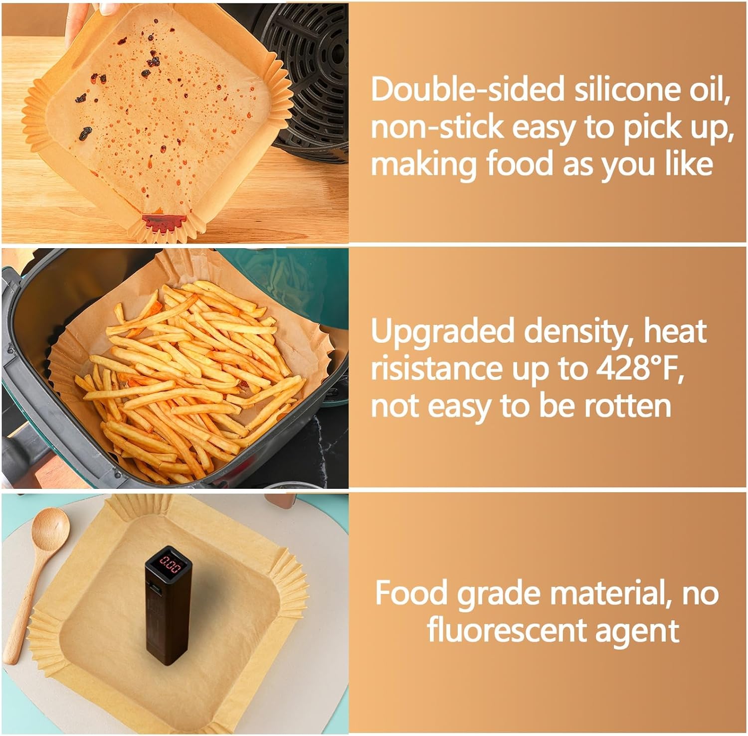 Skiennix 9-Inch Air Fryer Liners - 125PCS Non-Stick, Oil-Proof & High-Temperature Resistant Baking Paper