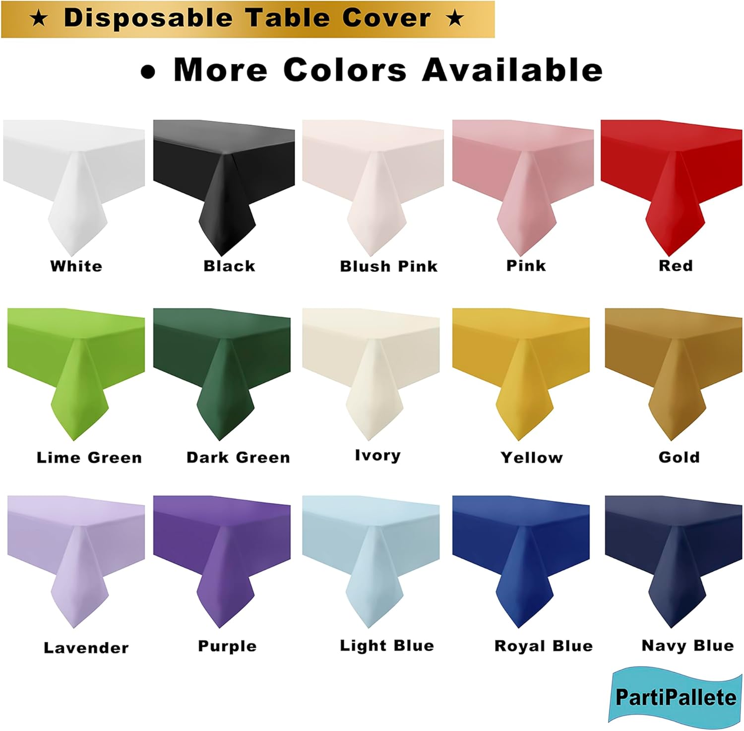 Skiennix Premium Gold Tablecloths - 3-Pack Disposable 54" x 108" Rectangle Covers for Parties & Events