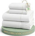 Lane Linen Eco-Friendly 100% Organic Cotton Queen Sheet Set - Soft, Comfy, 15" Deep Pocket, Naturally Cooling - White