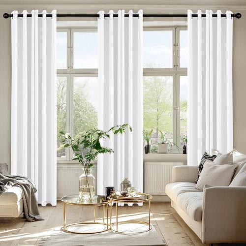 MIULEE Thermal Insulated White Curtains - Room Darkening Drapes for Bedroom & Living Room | 72 Inches Long, 2 Panels