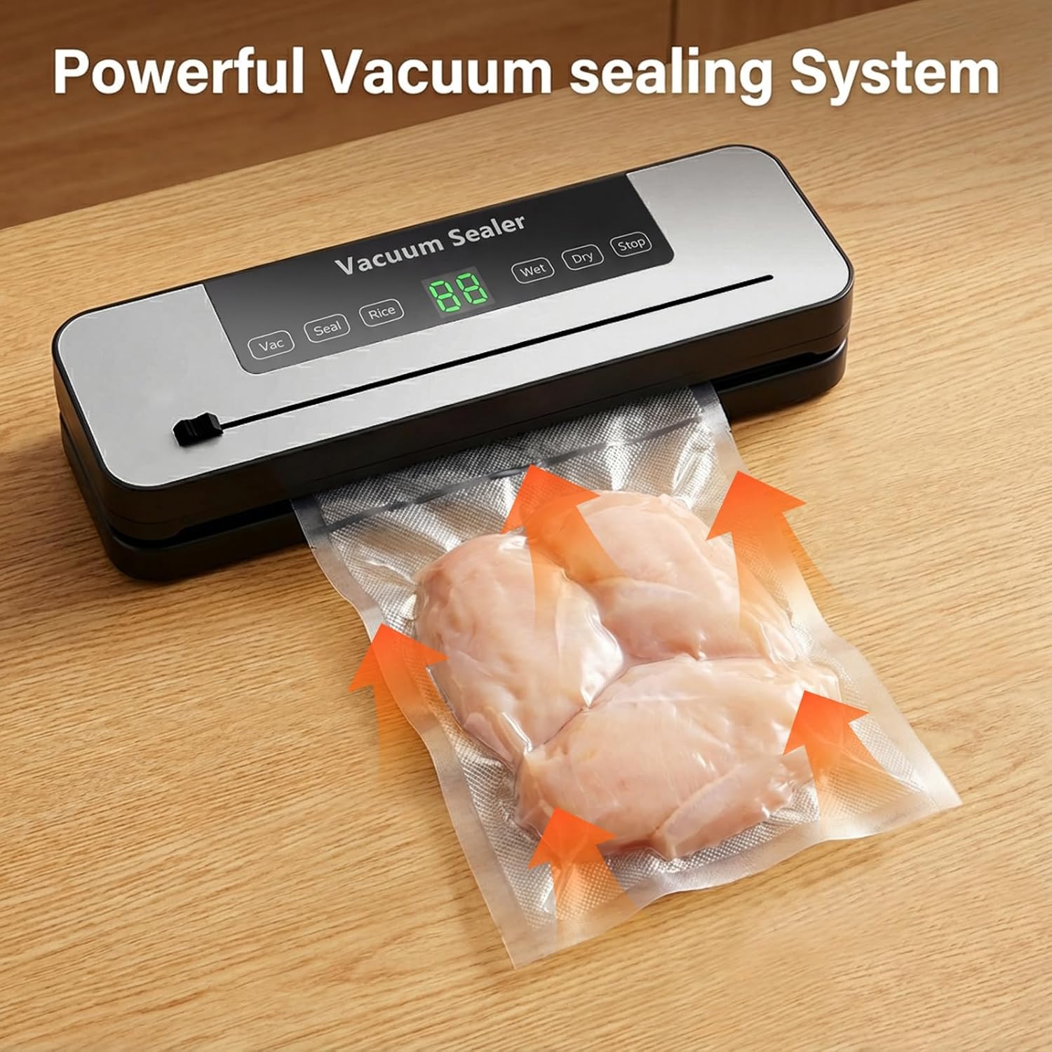 Vacuum Sealer Machine - Skiennix 6-in-1 Automatic Food Sealer with Built-in Cutter & 30 Bags | Compact for Freezer Preservation