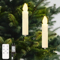 Lewondr Christmas Tree Candle Lights - 20 LED Flameless Flickering Candles with Remote Timer | Beige Holiday Ornaments