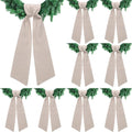 Skiennix 8 PCS Beige Linen Wreath Sashes - Embroidered Blank Accessories for Weddings & Holidays