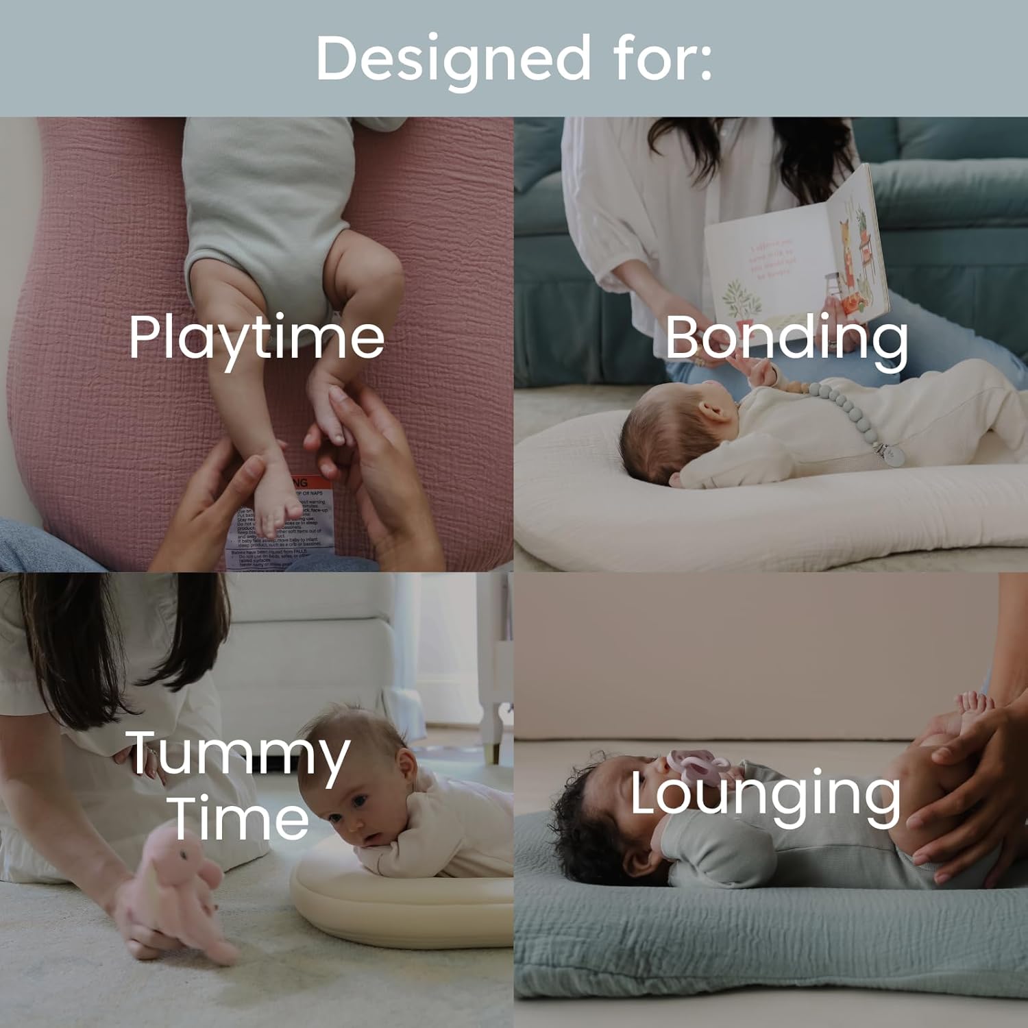 Snuggle Me® Baby Lounger - Premium Organic Cotton Infant Nest with Foam Core, Machine-Washable | Slate (0-6 Months)