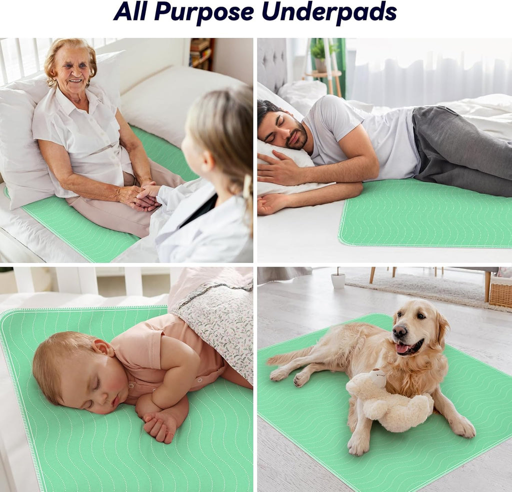 Skiennix Extra Heavy Absorbency Washable Underpads - 36” x 36” Waterproof Nursing Pads for Incontinence & Pets