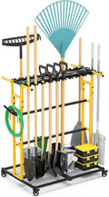 CCCEI Garage Organization Cart - Mobile Outdoor Tool Organizer for Yard & Garden Supplies | Ideal for Brooms, Shovels & Rakes