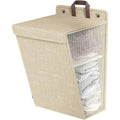 Foldable Laundry Basket with Lid with Handles, Foldable, Hanging Laundry Basket, Laundry Organiser, Mesh Design on Both Sides, Breathable Laundry Organiser (Beige)