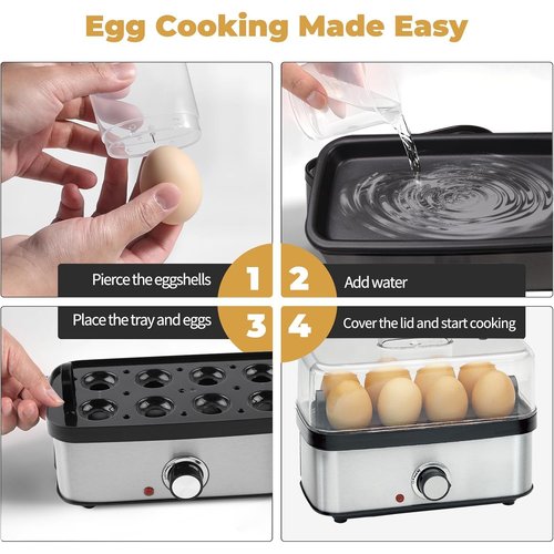 Electric Egg Cooker Rapid – 8 Egg Capacity for Hard Boiled Eggs, Soft boiled egg, Poached Eggs, Scrambled Eggs, or Omelets Maker with Auto Shut Off