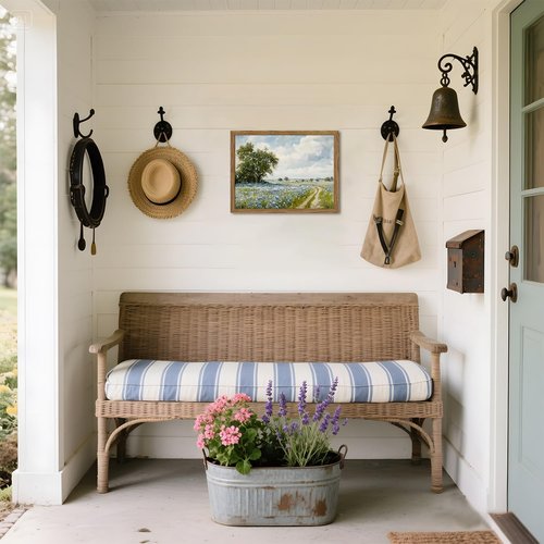Framed Vintage Canvas Wall Art - Rustic Country Landscape Wildflower Field Decor | 8x10 Inch