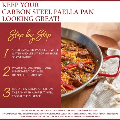 Garcima 22-Inch Carbon Steel Paella Pan, 55cm