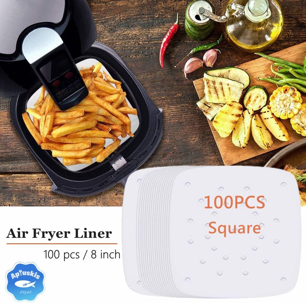 Square Air Fryer Accessories by [Brand Name] - 8 Inch XL Deep Fryer Set for Philips, Cosori, Ninja | Fits 3.6QT-6.8QT