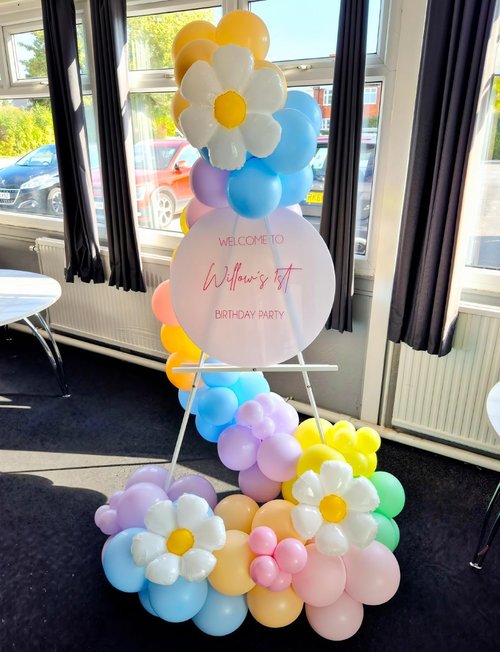 Haolongfa Daisy Balloon Arch Garland Kit - 131 Pcs Pastel Rainbow balloon arch kit with Daisy Balloons, for Birthday Party, Baby Shower, Flower Themed Party Decorations