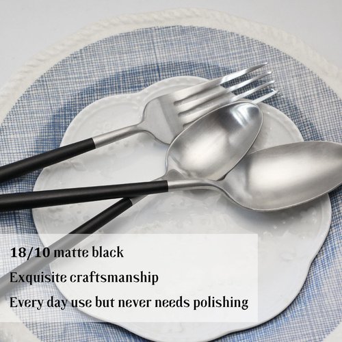 Black 20-Piece Silverware Set with Resin Handle,Stainless Steel Flatware Set, Modern Cutlery Set, Service for 4, Dishwasher Safe