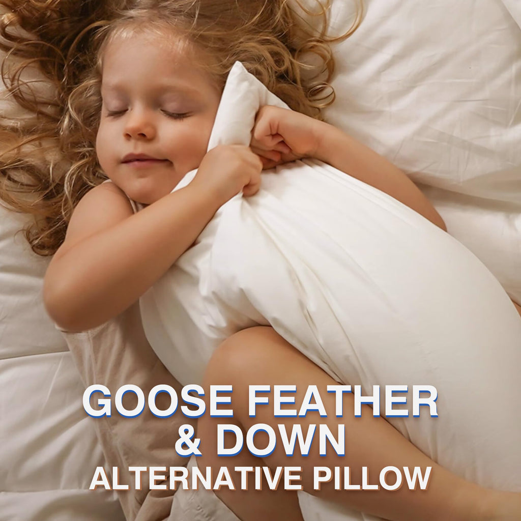 zibroges Ultra Soft Goose Feather Pillows Queen Size Set of 2 - Hotel Bed Pillow for Sleeping, (Down Fiber) Fluffy Support Surround Fill Polyester for Back, Stomach, Side Sleepers (Soft)