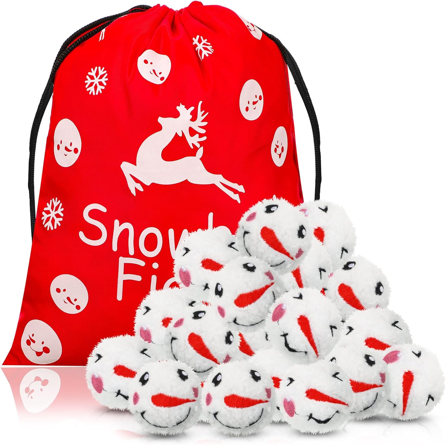 Skiennix 48-Pack Christmas Snowballs - 2.4-Inch Plush Snowman Balls for Indoor Winter Decor | 2 Styles Included