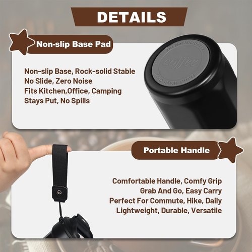 DITOSH Insulated Coffee Tumbler 15.2oz 450ml Travel Coffee Mug 316 Stainless Steel Direct Drink Opening Leakproof Lid Reusable Insulated Coffee Mug Hot and Cold Ideal Travel Mug for Coffee Lover