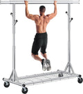 Gewudraw Heavy Duty Clothes Rack - Adjustable Portable Garment Rack with Sturdy Wheels & Shelves | 630 lbs Capacity, Chrome Stainless Steel