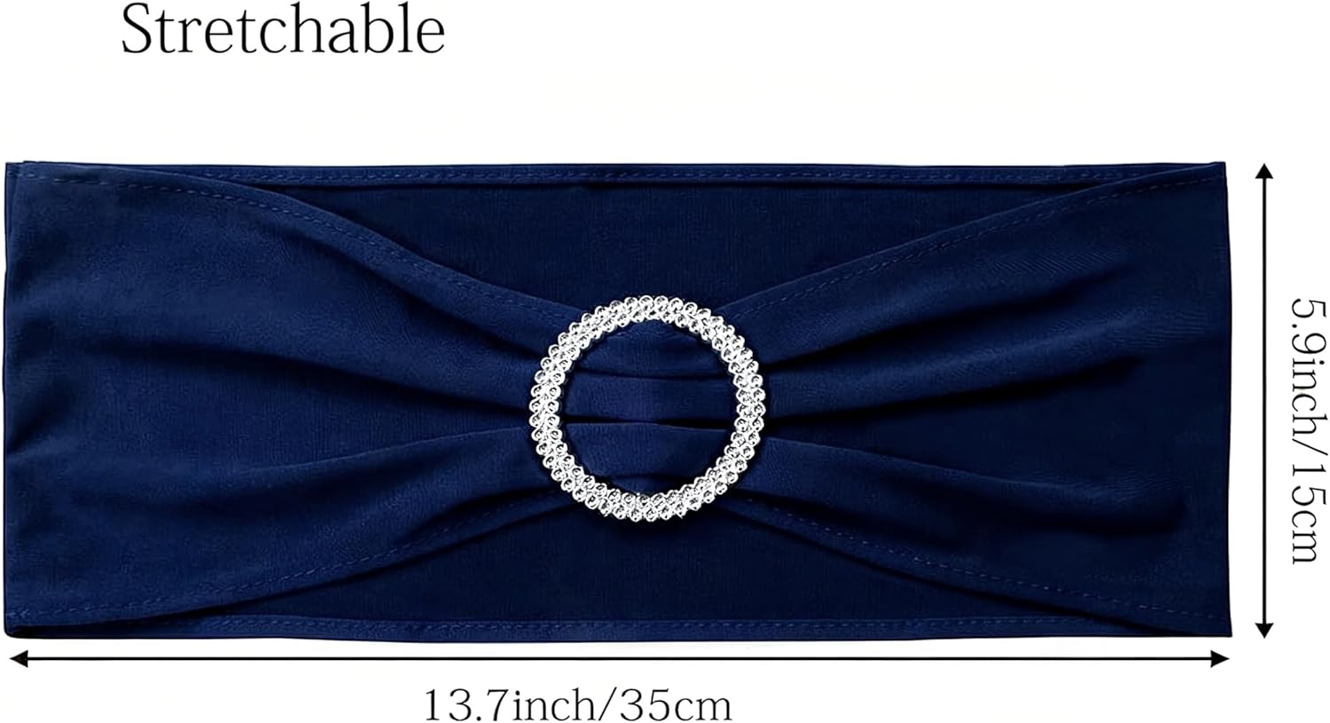 Skiennix 50 Pack Navy Blue Stretch Spandex Chair Sashes - Elastic Bands with Slider Buckles for Weddings & Events