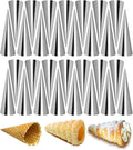 RoseFlower Non-Stick Cream Horn Cones - 30pcs Stainless Steel Cannoli Mould Set for Baking & Pastry