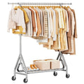 JIEJIERUI Heavy Duty Clothing Rack, Metal Clothes Rack Load 450 LBS, Rolling Coat Racks for Hanging Clothes with Lockable Wheels, Wardrobe Closet Garment Racks for Bedroom, Silver