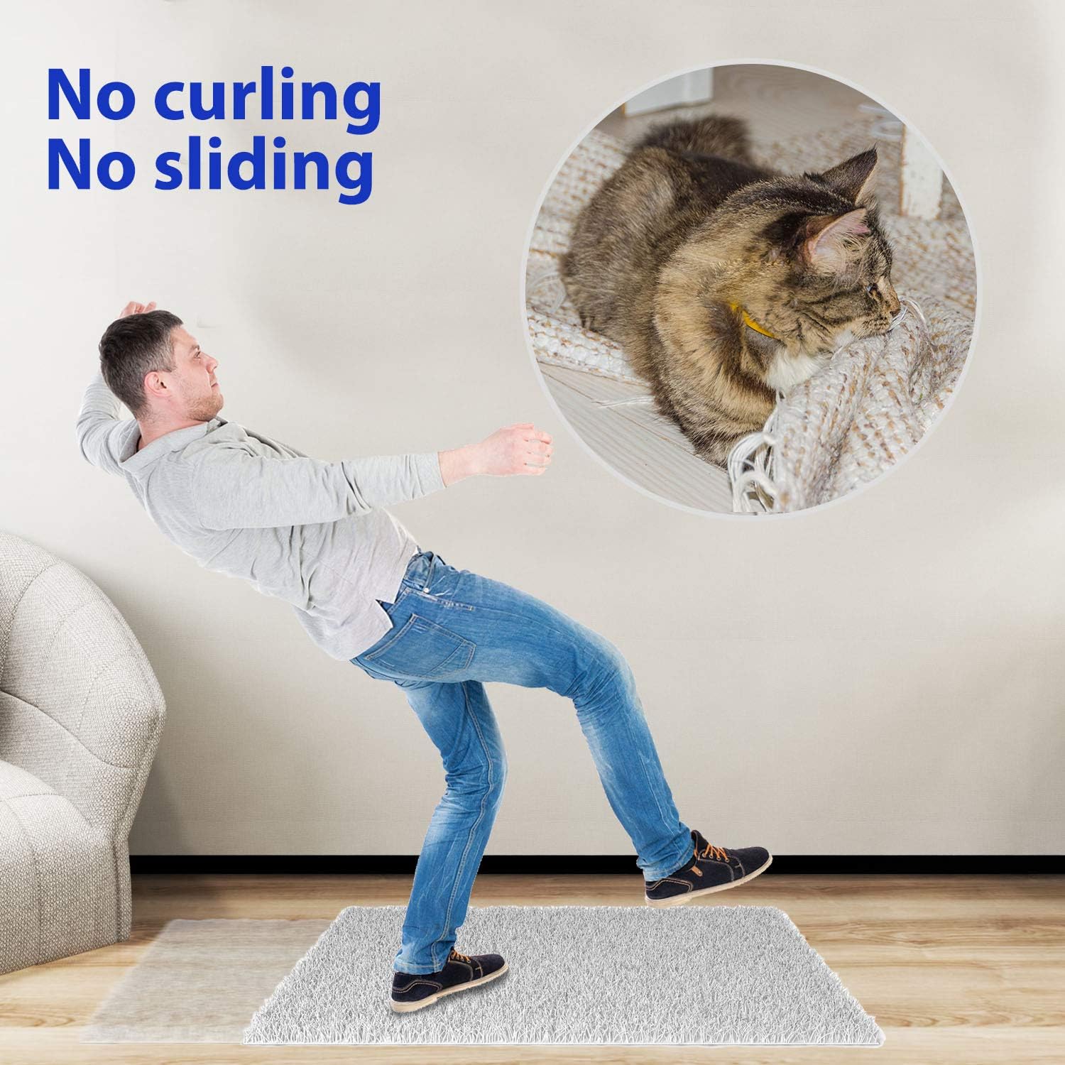 Skiennix Rug Tape - 16 Pcs Dual-Sided Washable Non-Slip Adhesive Holders for Hardwood & Tile Floors
