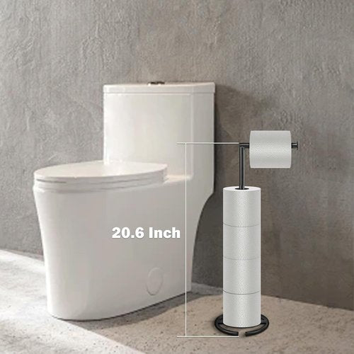 NearMoon Toilet Paper Holder Stand - Modern Rustproof Tissue Roll Holder for Bathroom & Kitchen (Matte Black)