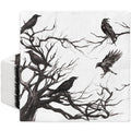 Generic 50Pcs Halloween Paper Napkins Disposable Silhouette Tree Crows Luncheon Napkins Black Dinner Hand Napkin for Party Supplies Table Decor