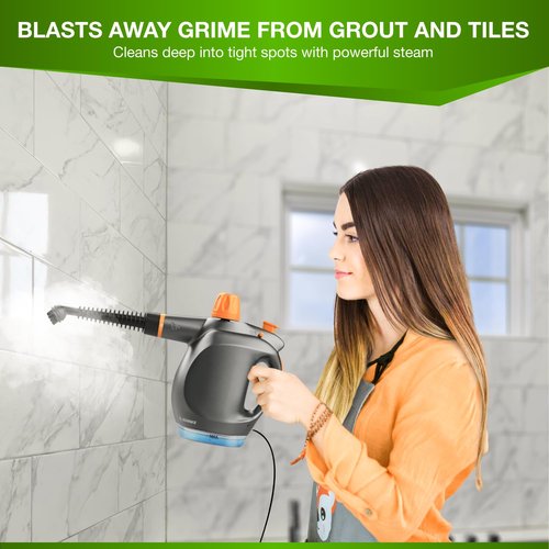 Gearwiz Handheld Steam Cleaner with Detergent Container – 1250W High-Pressure Multipurpose Steamer – Continuous Steam Lock, Large Tank, Safety Lock – for Home, Kitchen, Bathroom, Car Cleaning