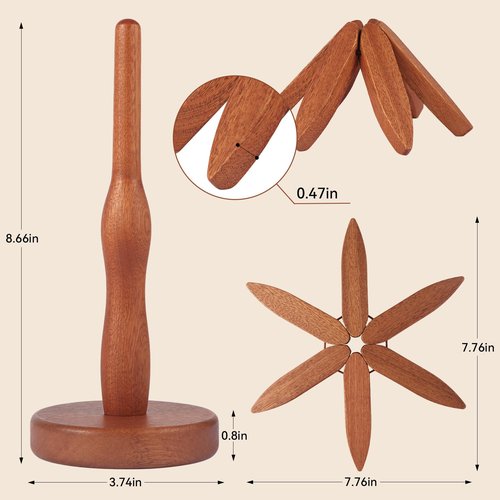 Natural Wood Tree Trivet Set, 4 Leaf Pattern Hot Pads with Decorative Storage Stand, Pot Holders as a Kitchen Gift, Wooden Trivets for hot Dishes,Pot, Pans, Bowl, Teapot, Coffee Pots