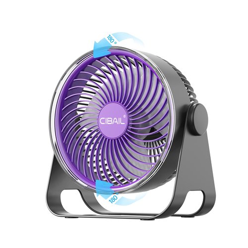 CIBAIL Brushless Motor Desk Fan, 7-Inch Quiet Turbo Table Fan with 5 Speeds, 90° Adjustable Tilt, USB Rechargeable Personal Portable Air Circulator for Home, Office, Bedroom, Kitchen, Outdoor