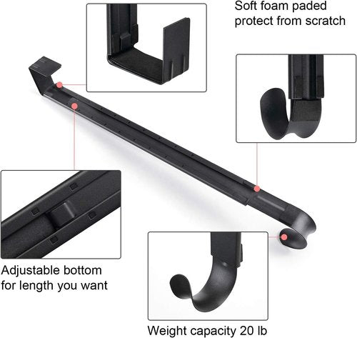 Myfolrena Wreath Hanger - Adjustable Door Hook for Front Door | Holds Up to 20lbs, 15-24 Inch (Black)