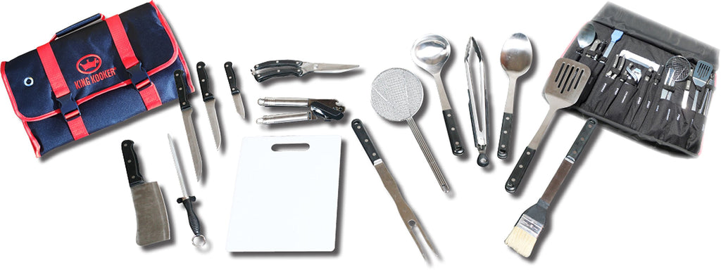 King Kooker 1660 16-Piece Stainless-Steel Tailgating Utensil Set With Carrying Case