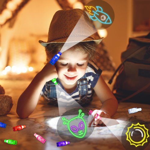 24PCS Party Favors LED Finger Lights, Glow in the Dark Light Up Toys Gifts Bulk for Kids Boy Girl Birthday Goodie Bags Stuffers Party Decorations Back to School Party Classroom Prizes (space)