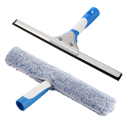 Mitclear Professional Window Cleaning Kit, Include Compact Cleaning Bucket 3 Gallon, Silicone Squeegee, Microfiber Scrubber, Cloth, All-in-one Window Cleaning Supplies, Commercial & Household Use