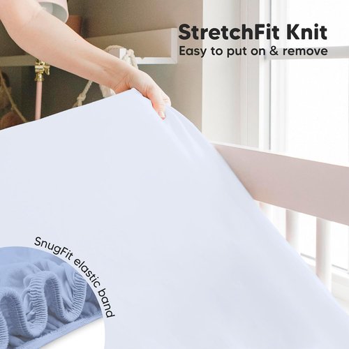 KeaBabies Baby Crib Sheets - 2-Pack Fitted Viscose Bamboo Toddler Bedding | Soft & Cozy 52x28 (Blue Flax)