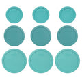Pyrex (3) 7200-PC 2-Cup, (3) 7201-PC 4-Cup, and (3) 7402-PC 6/7-Cup Turquoise Lids - Made in USA