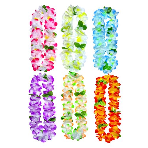SOLARFEELING 6 Counts Hawaiian Leis for Luau Party Supplies, Tropical Flower Lei Decorations, Premium Artificial Leis for Wedding, Graduation, Beach & Birthday Party Favors