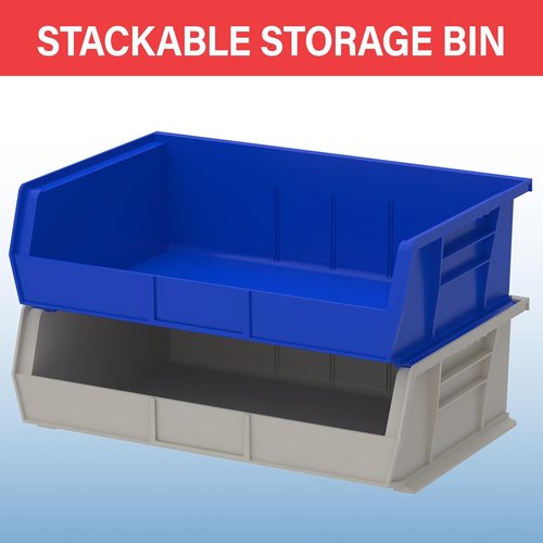 Akro-Mils Plastic Storage Bins - Space-Saving Stackable Organizers for Garage & Pantry | 11" x 16" x 5", Black, 6-Pack
