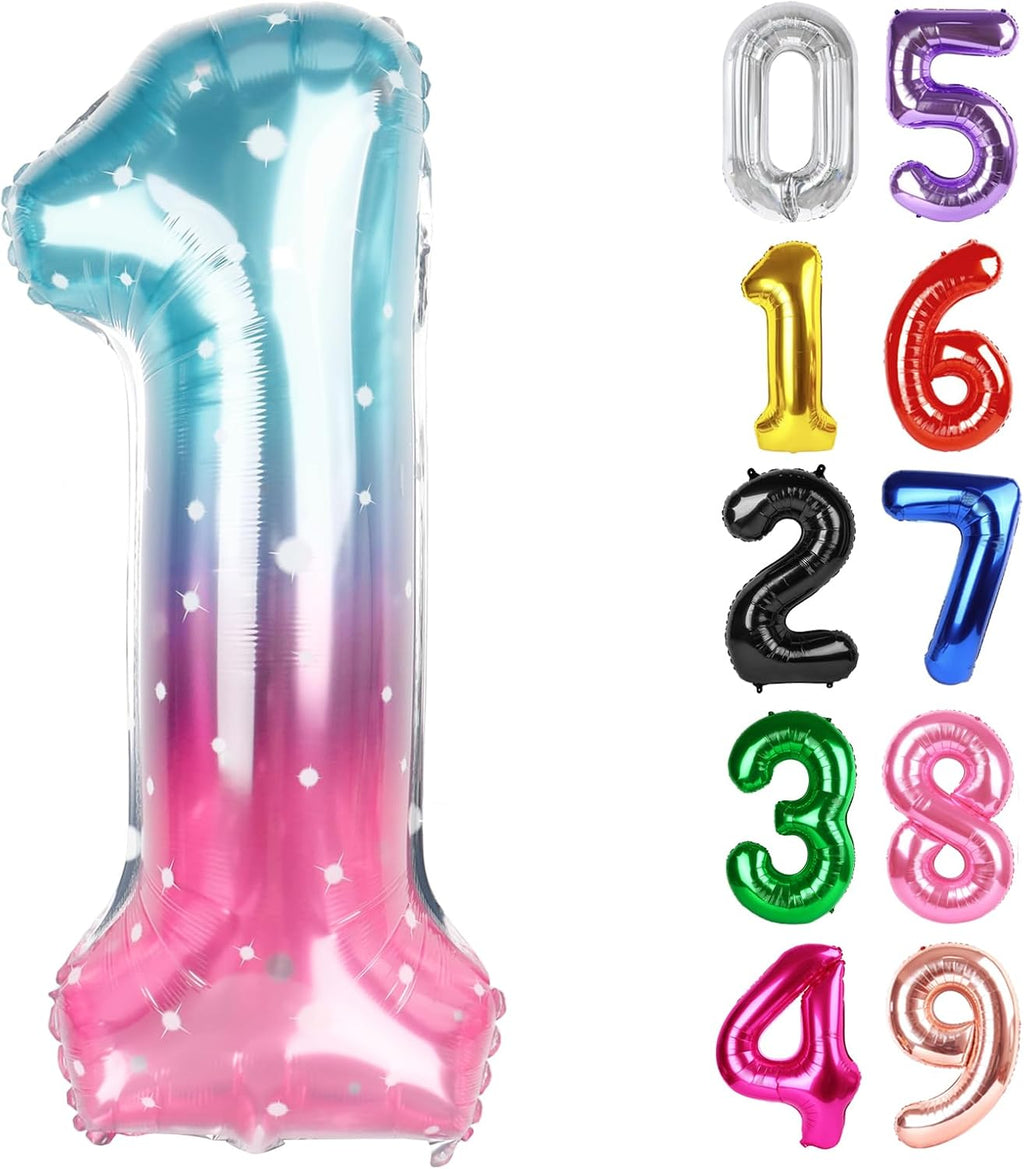 Starry Sky 40-Inch Number 1 Balloon - Shiny First Birthday Decoration for Baby Boy/Girl