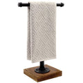 YESSAP Hand Towel Holder, T-Shape Height 13'' Black Hand Towel Holder Stand, Free Standing Hand Towel Holder for Bathroom Countertop, Rustic Brown, TH006