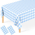 Blue Gingham Tablecloth by [Brand Name] - Disposable Plastic Checkered Table Cover | Perfect for Picnics, Weddings & Parties (54 x 108 Inch)