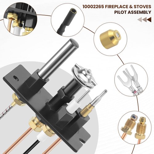 Fetechmate Pilot Assembly for NG LPG Fireplace 10002264 10002265, Propane and Natural Gas Fireplace Pilot Assembly Fit for HH-T, Maj-estic, Verm-ONT, TEM-co, Dutch-west, Mon-Essen Fireplace Stoves