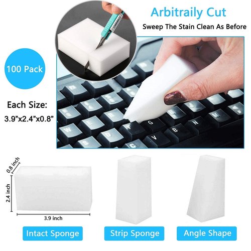 100 Pack Magic Sponges Eraser for Cleaning, Premium Reusable Melamine Sponge Scrubber Foam Cleaning Pads for Kitchen Dishes, Bathtub, Baseboard, Shoes Cleaner, Not Easily Rip