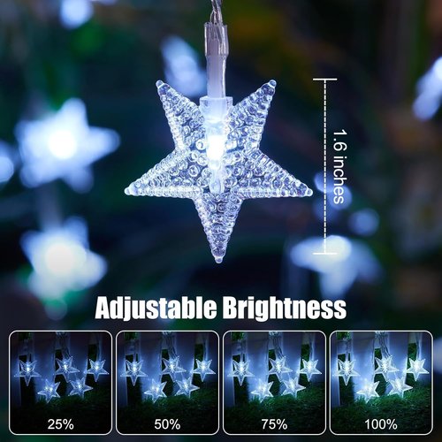 Brightown Star String Lights - 50 LED Battery Operated Fairy Lights with Remote & Timer, 17 ft, Waterproof for Indoor/Outdoor Decor