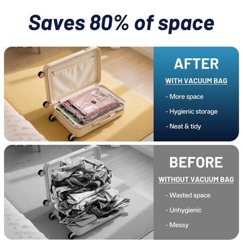 UPGOGO Travel Vacuum Bags for Luggage with Hand Pump,Vacuum Seal Bags for Clothing,Packing Cubes Compression,Cruise Ship and Travel Essentials(Combo 9 Pack)