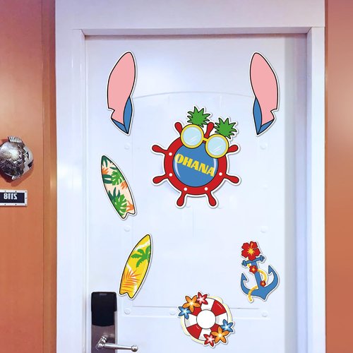 9Pcs Cruise Door Decorations Magnetic, Cute Large Nautical Cruise Door Magnets Decorations Reusable Refrigerator Magnets for Cruise Ship Door Decorations