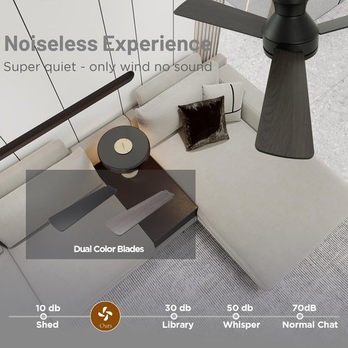 Vagizm 42" Ceiling Fan Flush Mount: Low Profile with Light and Remote - Quiet Reversible DC Motor - Light Memory Function & 3CCT Dimmable for Bedroom Home Office
