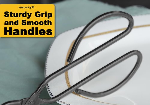HINMAY 10" 13" Stainless Steel Kitchen Tongs, Heavy Duty Non-Slip Comfortable Grip Metal Scissor Tongs for Cooking, Grilling & Serving, Set of 2