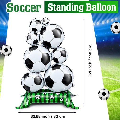Soulchen 2 Pcs 5 ft Giant Self Standing Soccer Foil Balloons for Birthday Sports Themed Party Decoration Supplies (Soccer)
